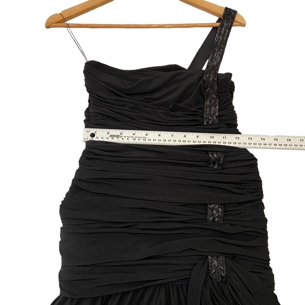 Vintage Kira cocktail dress draped dress one shoulder black beaded flattering - Picture 13 of 16